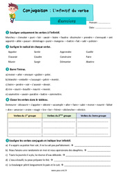 L’infinitif du verbe – Exercices de conjugaison pour le cm1 - PDF à imprimer