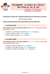 Le présent de l’indicatif des verbes en -cer et -ger – Leçon de conjugaison pour le cm1 - PDF gratuit à imprimer