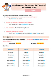 Le présent de l’indicatif des verbes en ER – Leçon de conjugaison pour le cm1 - PDF gratuit à imprimer
