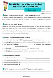 Le présent de l’indicatif des verbes du 2ème groupe – Exercices de conjugaison pour le cm1 - PDF à imprimer