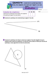 Construire le symétrique d'une droite, d’un segment, d’un point par rapport à un axe donné – Évaluation de géométrie pour le cm1 - PDF à imprimer