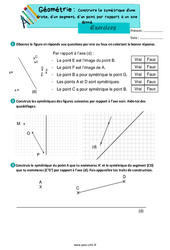 Construire le symétrique d'une droite, d’un segment, d’un point par rapport à un axe donné – Exercices de géométrie pour le cm1 - PDF à imprimer