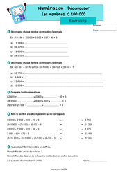 Décomposer les nombres inférieur à 100 000 – Exercices de numération pour le cm1 - PDF à imprimer