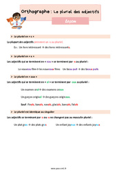 Le pluriel des adjectifs – Leçon d'orthographe pour le cm1 - PDF gratuit à imprimer