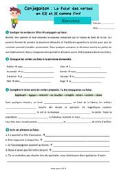 Le futur des verbes en ER et IR comme finir – Exercices de conjugaison pour le cm1 - PDF à imprimer