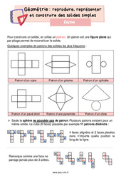 Reproduire, représenter et construire des solides simples – Leçon de géométrie pour le cm1 - PDF gratuit à imprimer