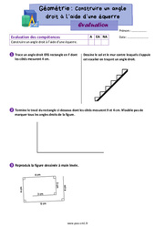 Construire un angle droit à l’aide d’une équerre – Évaluation de géométrie pour le cm1 - PDF à imprimer
