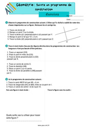 Suivre un programme de construction – Exercices de géométrie pour le cm1 - PDF à imprimer