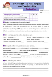 Le passé composé avec l’auxiliaire être – Évaluation de conjugaison pour le cm1 - PDF à imprimer