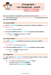 Les homophones : a/as/à – Leçon d'orthographe pour le cm1 - PDF gratuit à imprimer