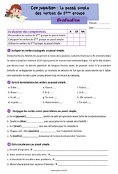 Le passé simple des verbes du 3ème groupe – Évaluation de conjugaison pour le cm1 - PDF à imprimer