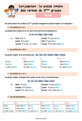 Le passé simple des verbes du 3ème groupe – Leçon de conjugaison pour le cm1 <small style='color:inherit;'>(téléchargement gratuit)</small>