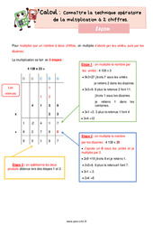 Connaître et utiliser la technique de la multiplication posée à 2 chiffres – Leçon de calcul pour le cm1