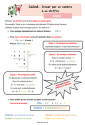 Diviser par un nombre à un chiffre – Leçon de calcul pour le cm1 - PDF gratuit à imprimer