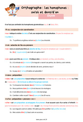Les homophones grammaticaux : ou/où et dans/d’en – Leçon d'orthographe pour le cm1 - PDF gratuit à imprimer