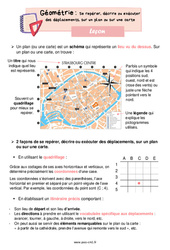 Se repérer, décrire ou exécuter des déplacements, sur un plan ou sur une carte – Leçon de géométrie pour le cm1 - PDF gratuit à imprimer