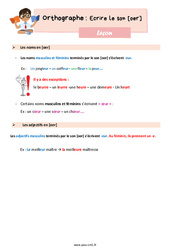Ecrire le son [oer] – Leçon d'orthographe pour le cm1 - PDF gratuit à imprimer