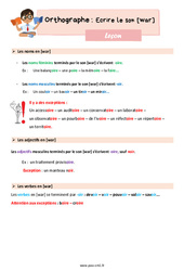 Ecrire le son [war] – Leçon d'orthographe pour le cm1 - PDF gratuit à imprimer
