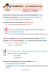 Les familles de mots – Leçon de vocabulaire pour le cm1 - PDF gratuit à imprimer