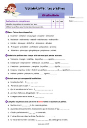 Les préfixes – Évaluation de vocabulaire pour le cm1 - PDF à imprimer