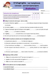 Les homophones lexicaux : pain pin peins peint – Évaluation d'orthographe pour le cm1 - PDF à imprimer