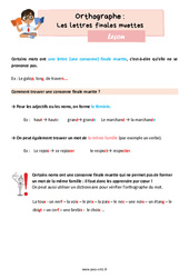 Les lettres finales muettes – Leçon d'orthographe pour le cm1 - PDF gratuit à imprimer