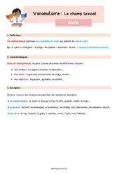 Le champ lexical – Leçon de vocabulaire pour le cm1 - PDF gratuit à imprimer