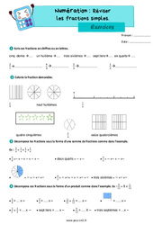 Les fractions simples (révision) – Exercices de numération pour le cm1 - Séquences didactiques CRPE 2025 - PDF à imprimer