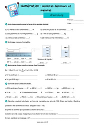 Nombres décimaux et mesures – Exercices de numération pour le cm1