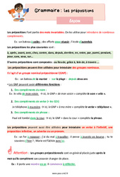 Les prépositions - Leçon de grammaire pour le cm2 - PDF gratuit à imprimer