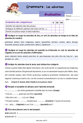 Les adverbes - Évaluation de grammaire pour le cm2 - PDF à imprimer