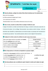 L’attribut du sujet - Exercices de grammaire pour le cm2 - PDF à imprimer