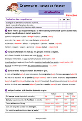 Nature et fonction - Évaluation de grammaire pour le cm2 - PDF à imprimer