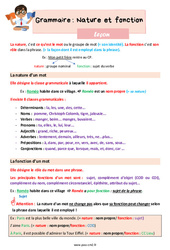 Nature et fonction - Leçon de grammaire pour le cm2 - PDF gratuit à imprimer
