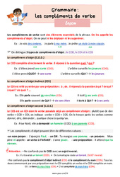Les compléments de verbe (COD, le COI et le COS) - Leçon de grammaire pour le cm2 - PDF gratuit à imprimer