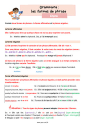Les formes de phrase (affirmative et négative) - Leçon de grammaire pour le cm2 - PDF gratuit à imprimer