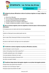 Les formes de phrase (affirmative et négative) - Exercices de grammaire pour le cm2 - PDF à imprimer