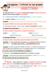 L'infinitif et les groupes - Leçon de conjugaison pour le cm2 - PDF gratuit à imprimer