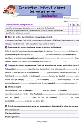 L'indicatif présent des verbes en ER - Évaluation de conjugaison pour le cm2 - PDF à imprimer