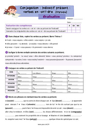 Indicatif présent: verbes en -oir/-dre (3e groupe) - Évaluation de conjugaison pour le cm2 - PDF à imprimer