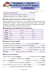 L’imparfait des verbes du 1er et 2ème groupes - Évaluation de conjugaison pour le cm2 - PDF à imprimer