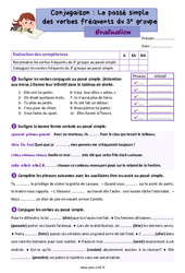 Le passé simple des verbes fréquents du 3e groupe - Évaluation de conjugaison pour le cm2 - PDF à imprimer