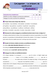 Le présent du conditionnel - Évaluation de conjugaison pour le cm2 - PDF à imprimer