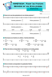 Placer les fractions décimales sur une droite graduée - Exercices de numération pour le cm2 - PDF à imprimer