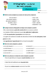 Le pluriel des noms composés - Exercices d'orthographe pour le cm2 - PDF à imprimer
