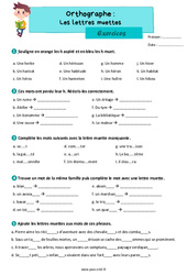 Les lettres muettes - Exercices d'orthographe pour le cm2 - PDF à imprimer