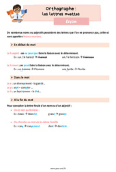 Les lettres muettes - Leçon d'orthographe pour le cm2 - PDF gratuit à imprimer