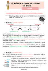 Calculer des durées - Leçon de grandeurs et mesures pour le cm2 - PDF gratuit à imprimer