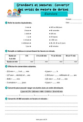 Convertir des unités de mesure de durées - Exercices de grandeurs et mesures pour le cm2 - PDF à imprimer