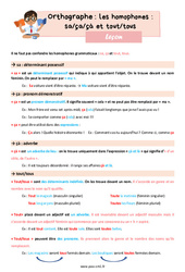 Les homophones grammaticaux : sa/ça/çà et tout/tous - Leçon d'orthographe pour le cm2 - PDF gratuit à imprimer